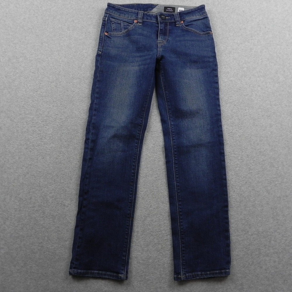 Volcom Vorta Slim Straight Jeans Boys 25 10Y Dark Wash Denim Stretch Pants - Picture 1 of 15